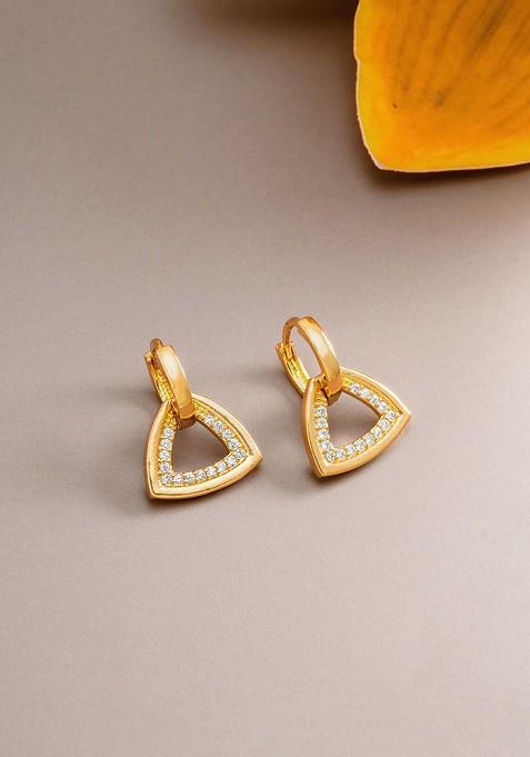 Gold Toned Geometric Studs Earrings