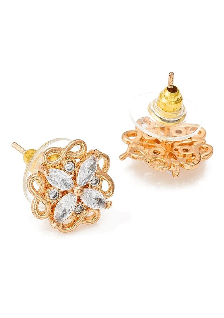 Gold Toned Geometric Studs Earrings