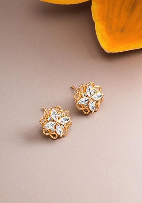 Gold Toned Geometric Studs Earrings