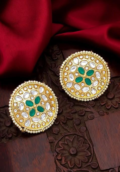 Gold Toned Circular Studs Earrings
