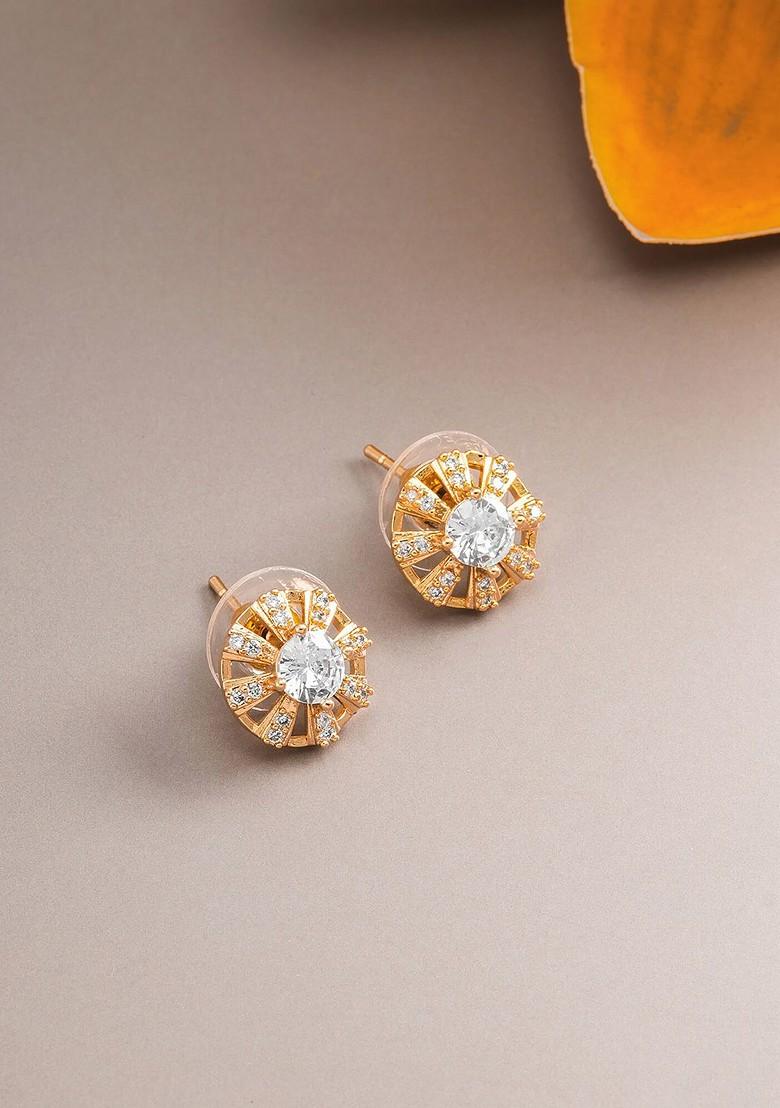 Gold Toned Geometric Studs Earrings