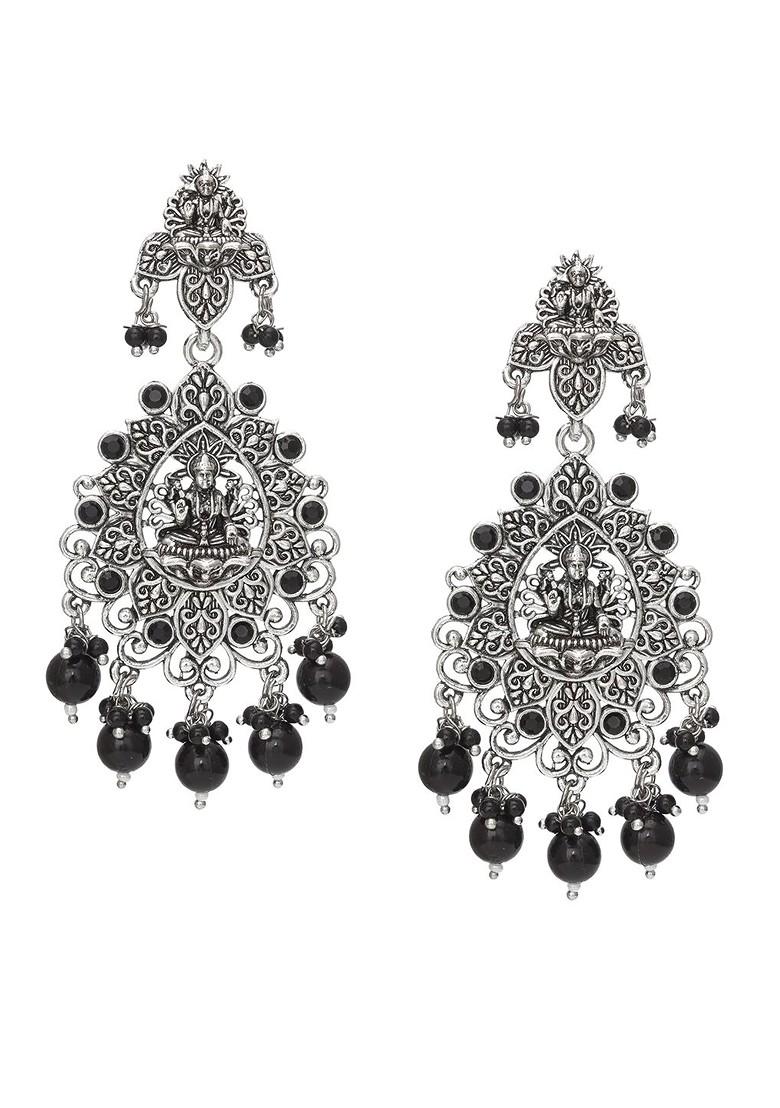 Silver Silver Chandbali Drop Earrings