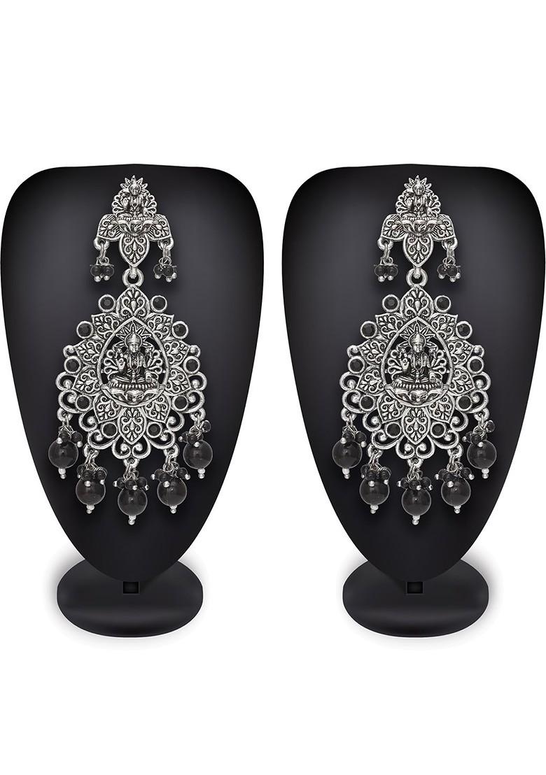 Silver Silver Chandbali Drop Earrings