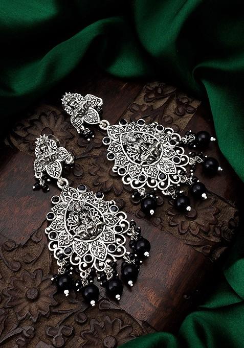 Silver Silver Chandbali Drop Earrings