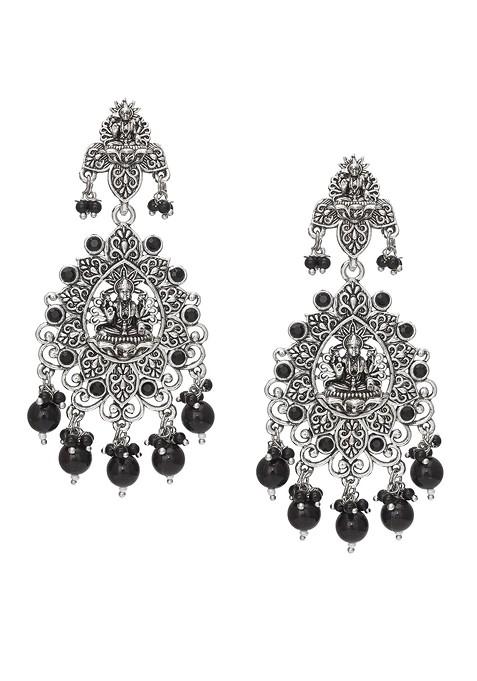 Silver Silver Chandbali Drop Earrings