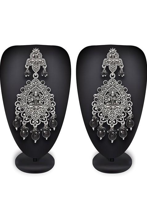 Silver Silver Chandbali Drop Earrings