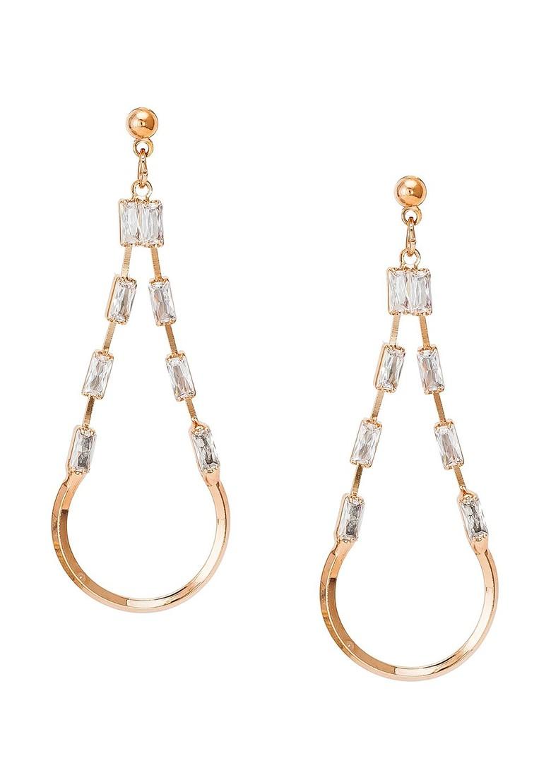 Gold Toned And White Geometric Drop Earrings