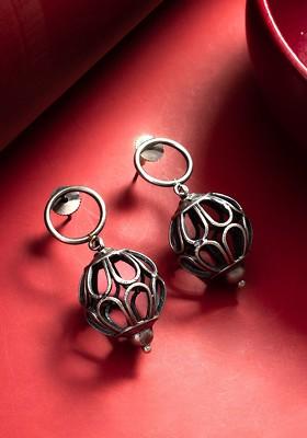 Silver Silver Plated Geometric Drop Earrings