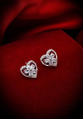 Silver Woman Silver Toned Geometric Studs Earrings