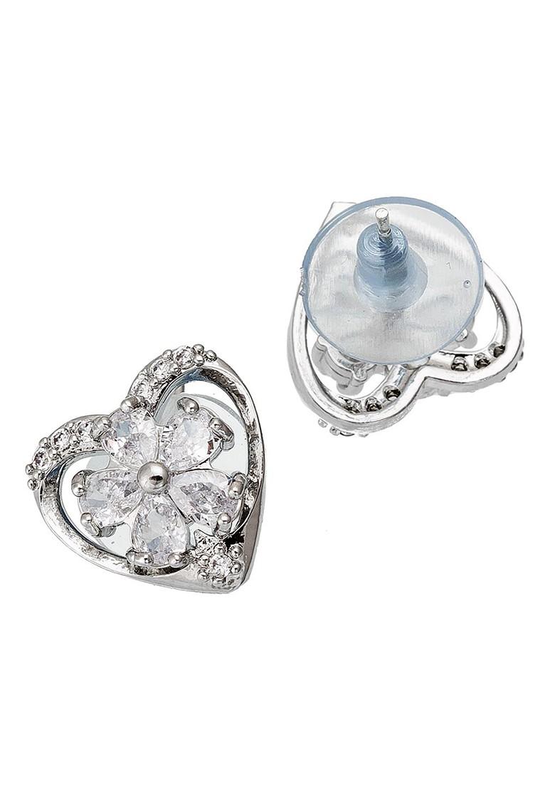 Silver Woman Silver Toned Geometric Studs Earrings