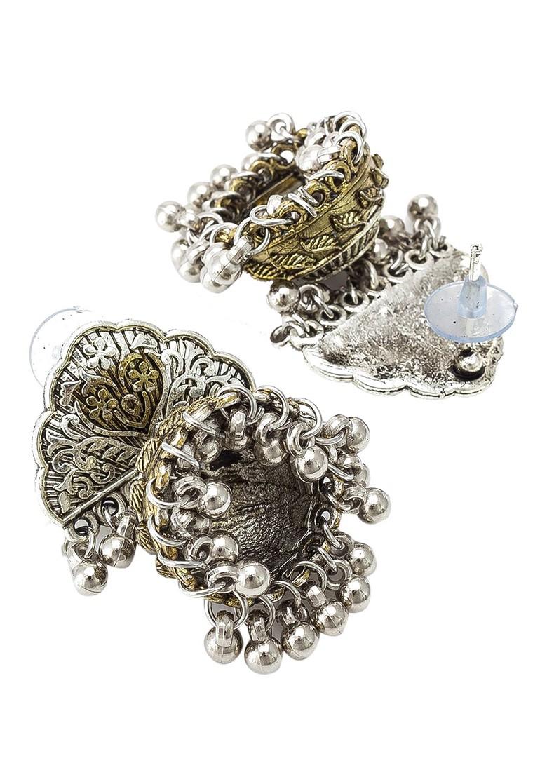 Silver Silver Toned Contemporary German Silver Jhumkas
