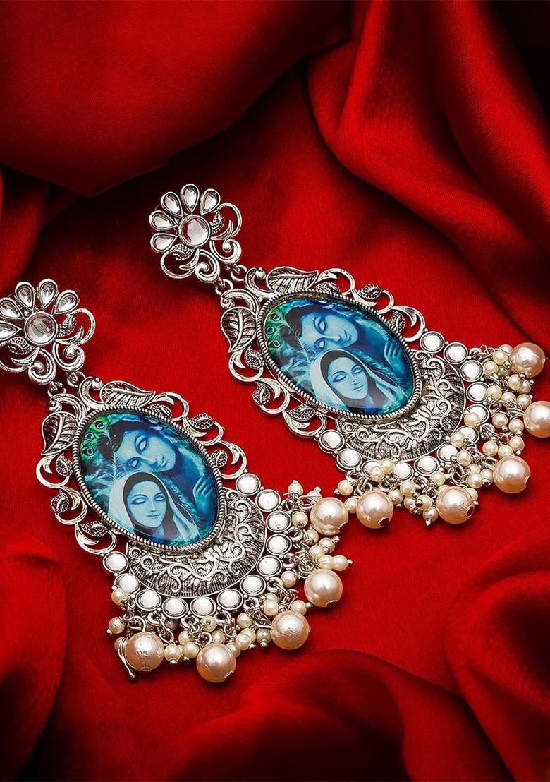 Silver Silver Toned Contemporary German Silver Drop Earrings