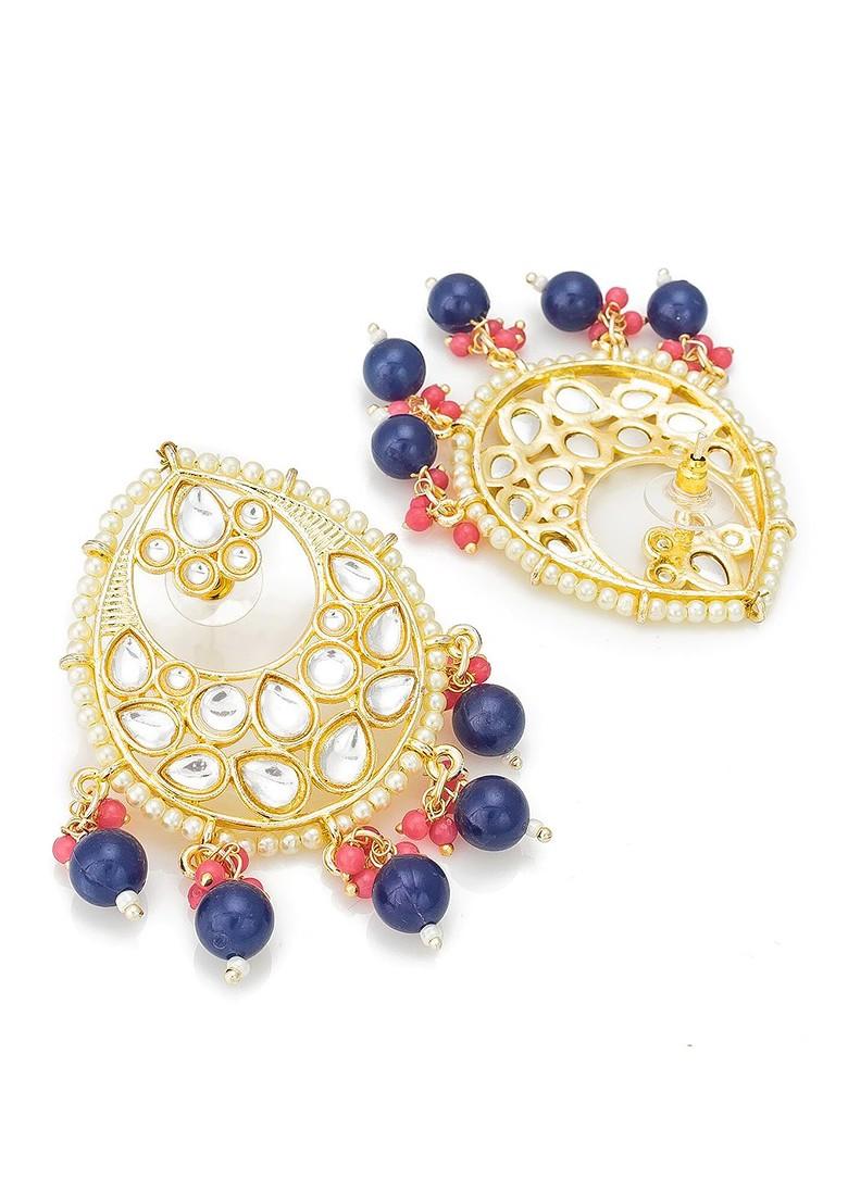 Gold Plated And White Circular Chandbalis Earrings