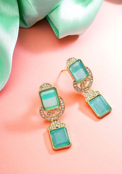 Gold Toned Geometric Drop Earrings