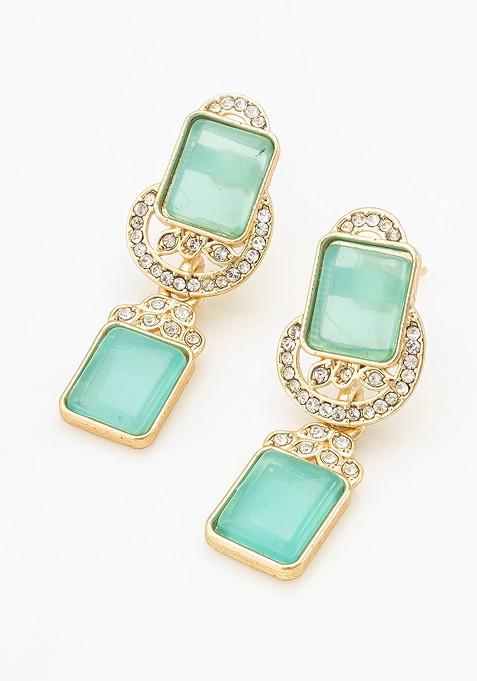 Gold Toned Geometric Drop Earrings