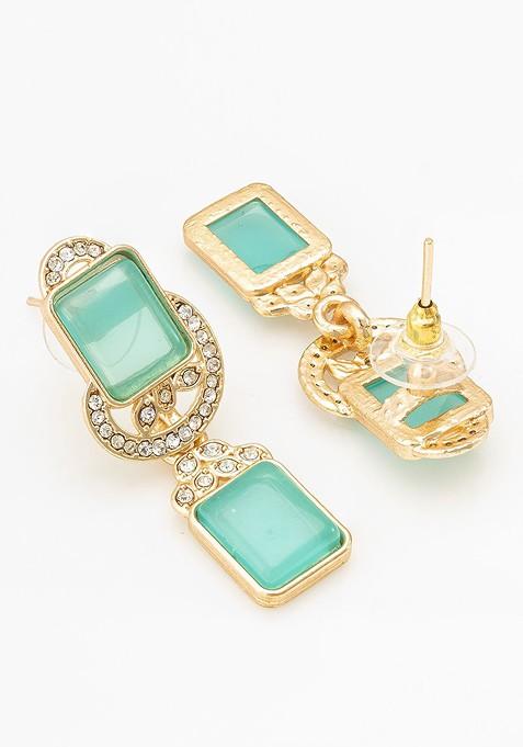 Gold Toned Geometric Drop Earrings