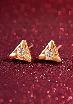 Gold Plated Stone Studded Contemporary Studs Earrings