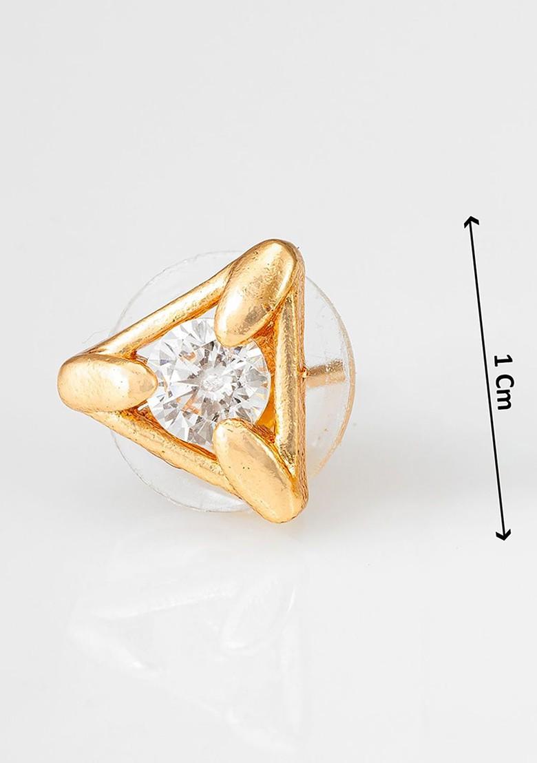 Gold Plated Stone Studded Contemporary Studs Earrings