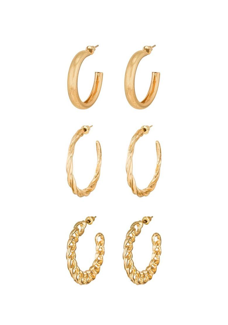 Gold Toned Geometric Studs Earrings