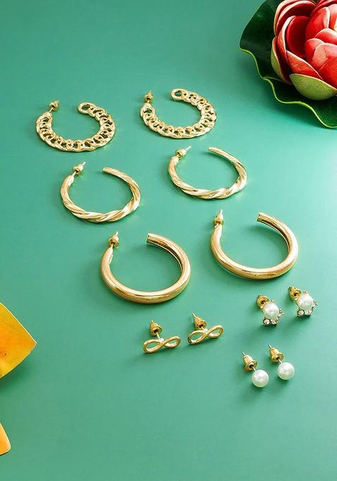 Gold Toned Geometric Studs Earrings