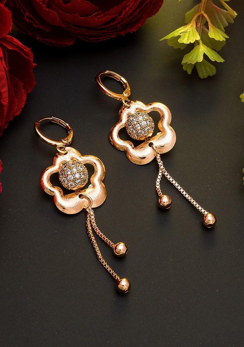 Rose Gold Contemporary Drop Earrings