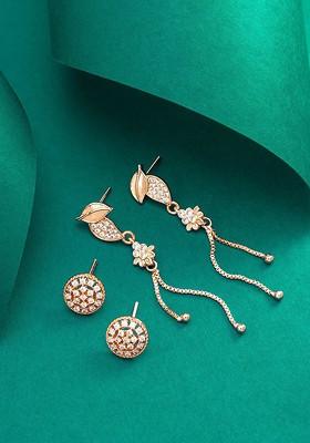 Set Of 2 Rose Gold Plated Classic Drop Earrings