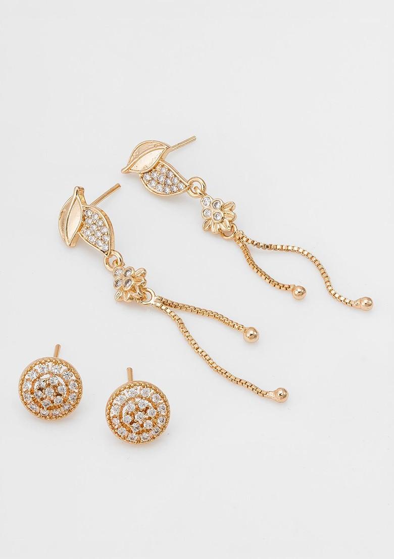 Set Of 2 Rose Gold Plated Classic Drop Earrings