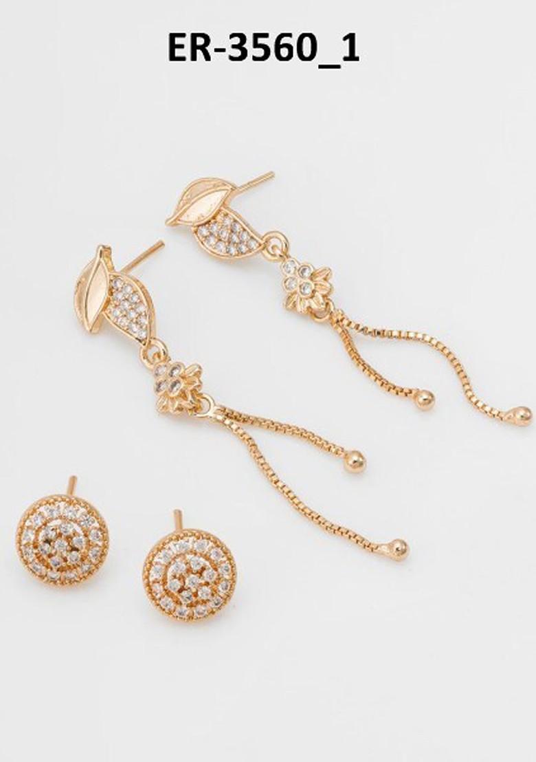 Set Of 2 Rose Gold Plated Classic Drop Earrings