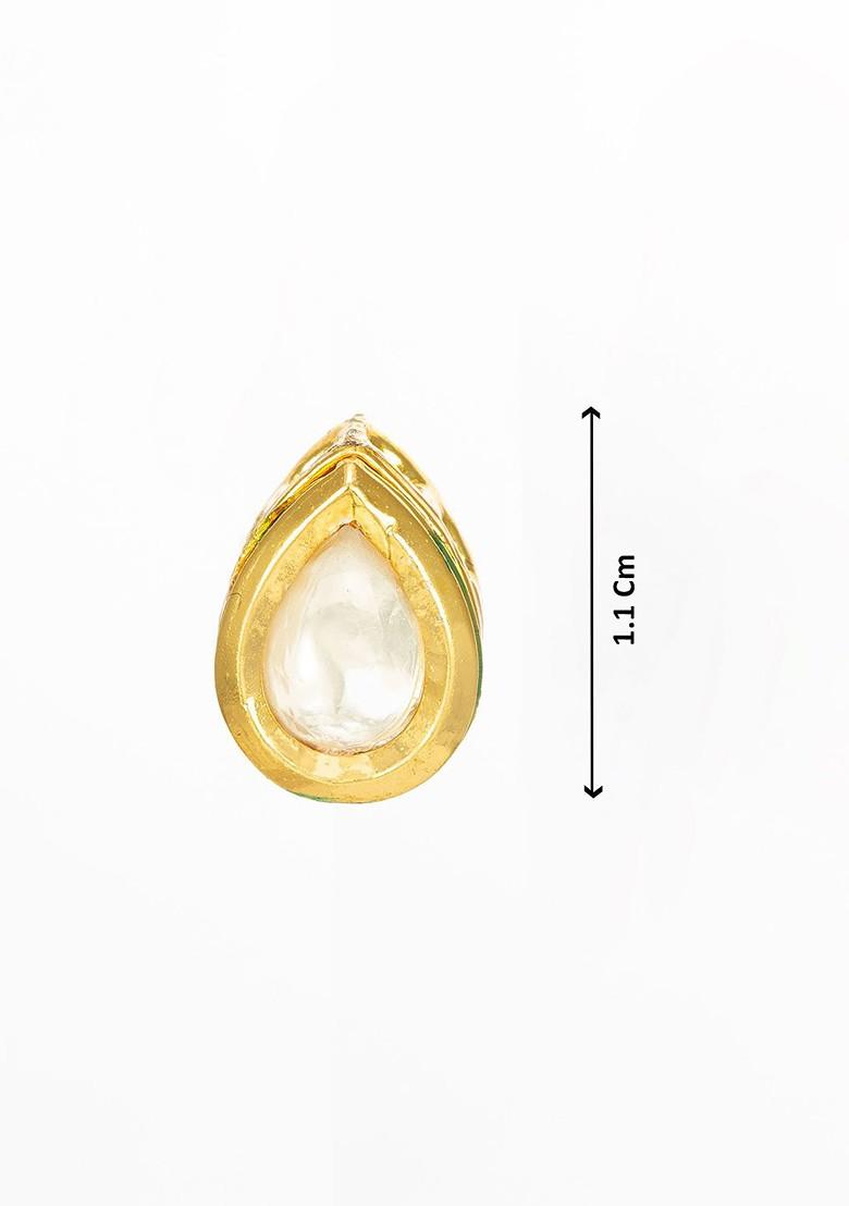 Gold Plated Kundan Studded Teardrop Shaped Studs