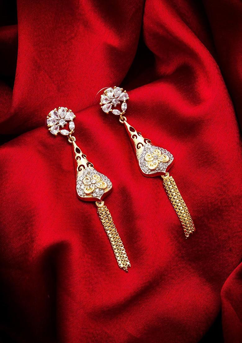 Gold Toned Geometric Drop Earrings