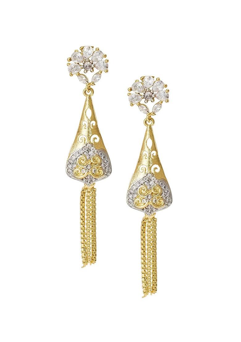 Gold Toned Geometric Drop Earrings