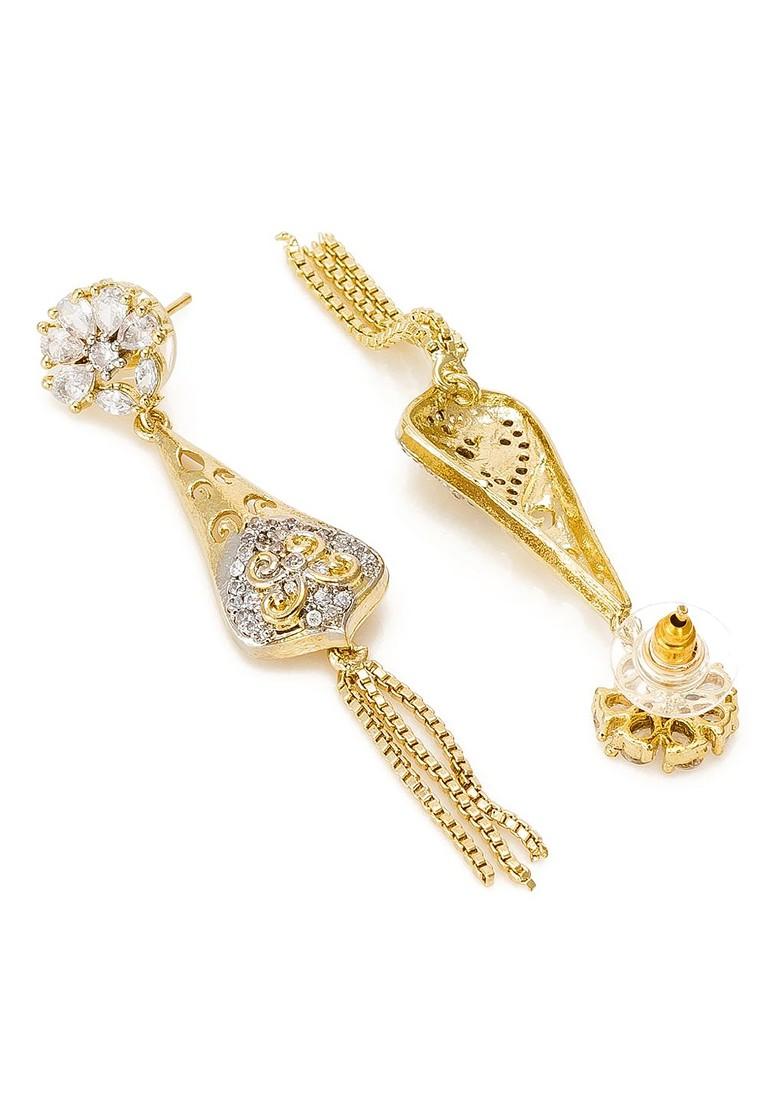 Gold Toned Geometric Drop Earrings