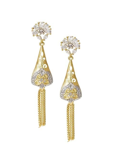 Gold Toned Geometric Drop Earrings