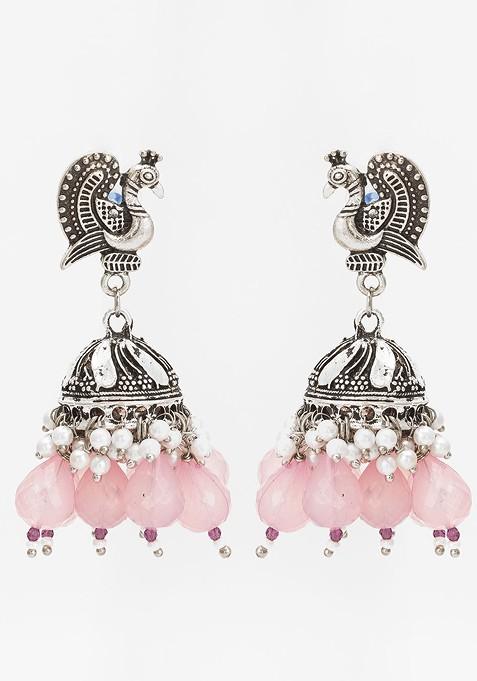 Silver Beaded Classic Jhumkas