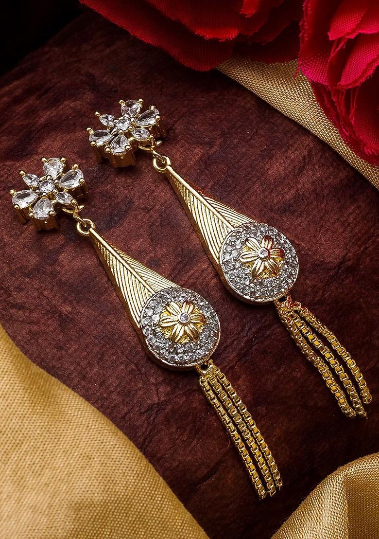 Gold Toned Geometric Drop Earrings