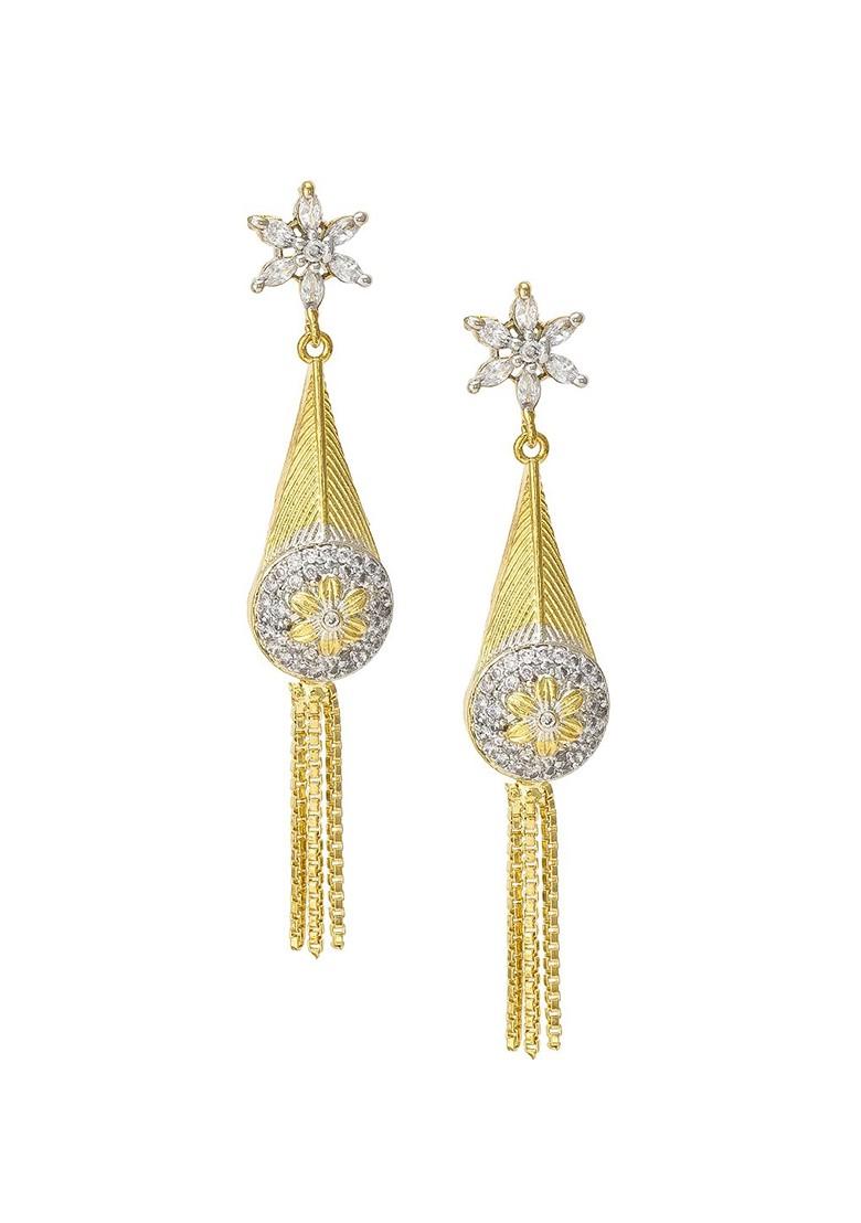 Gold Toned Geometric Drop Earrings