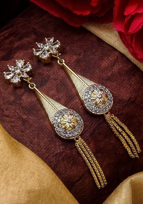 Gold Toned Geometric Drop Earrings