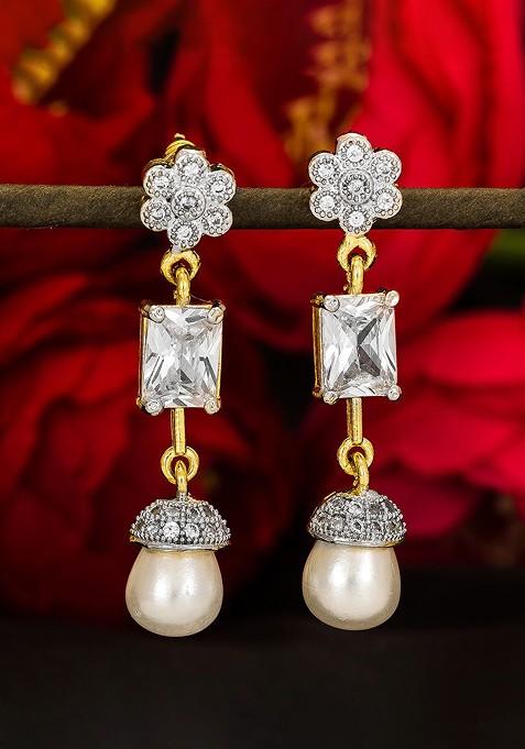 Gold Toned Contemporary Drop Earrings