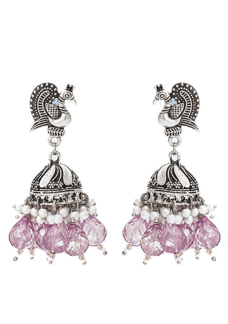 Silver Beaded Dome Shaped Jhumkas