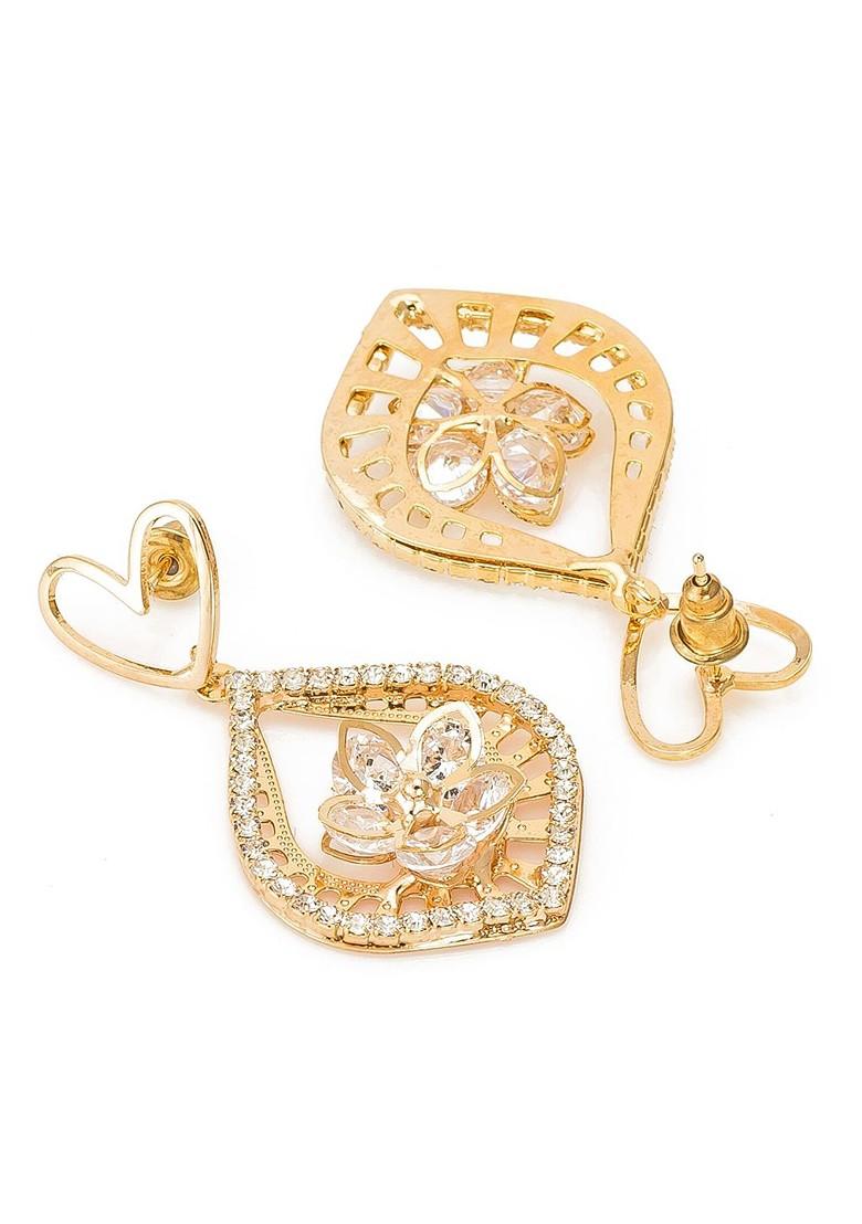 Gold Toned Contemporary Drop Earrings