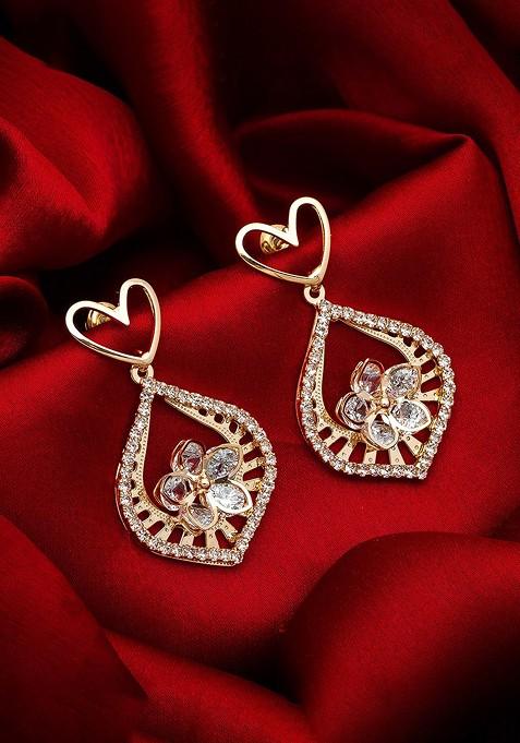 Gold Toned Contemporary Drop Earrings