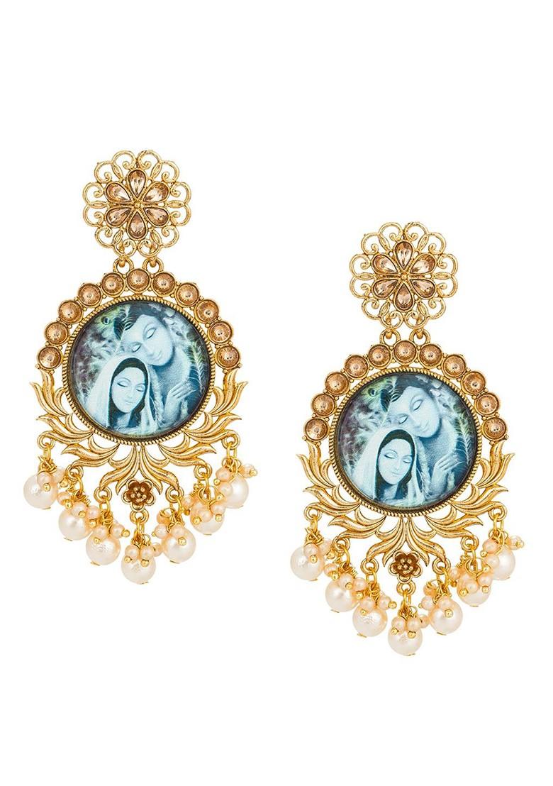 Gold Toned Geometric Drop Earrings