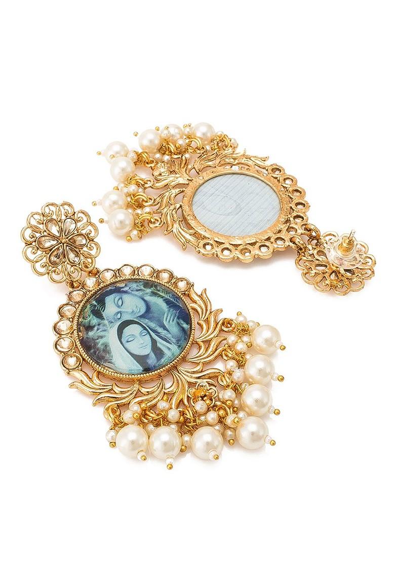 Gold Toned Geometric Drop Earrings