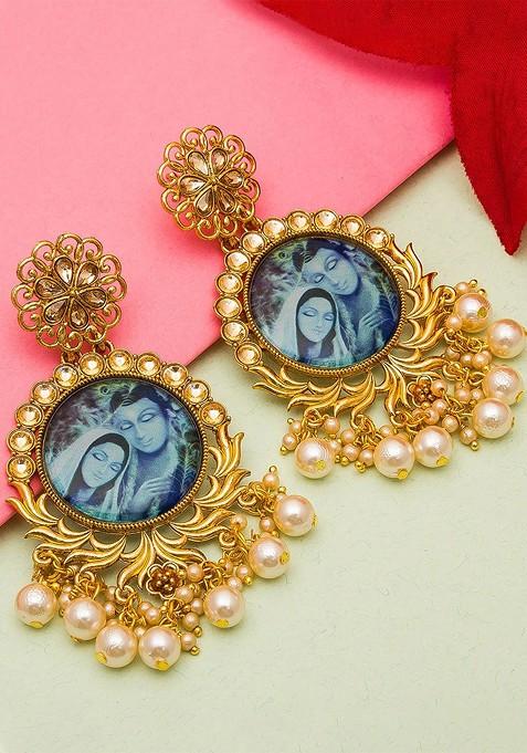 Gold Toned Geometric Drop Earrings