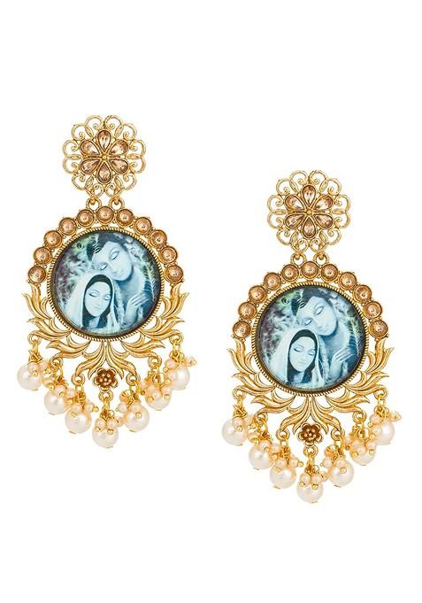 Gold Toned Geometric Drop Earrings