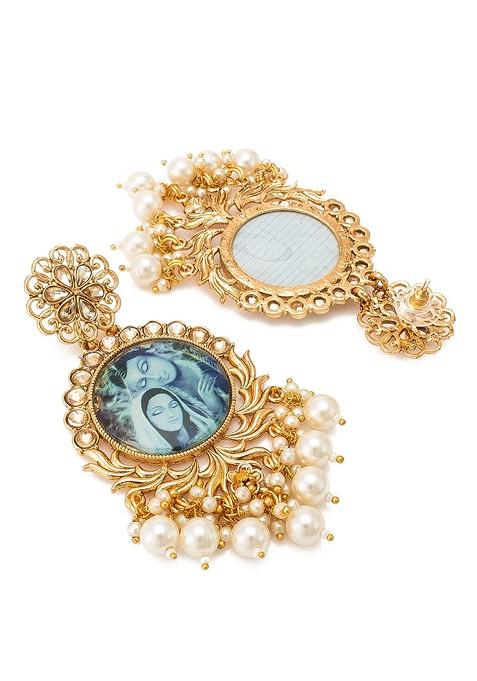 Gold Toned Geometric Drop Earrings