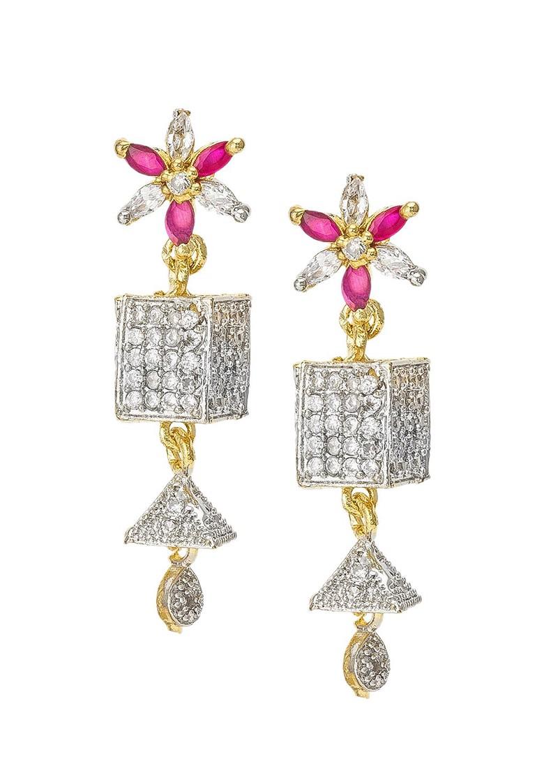 Gold Toned Geometric Drop Earrings