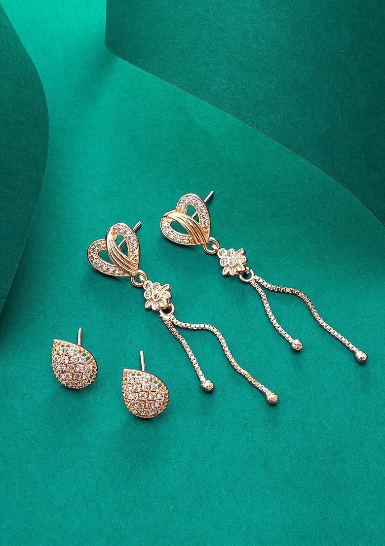 Set Of 2 Rose Gold Plated Classic Drop Earrings