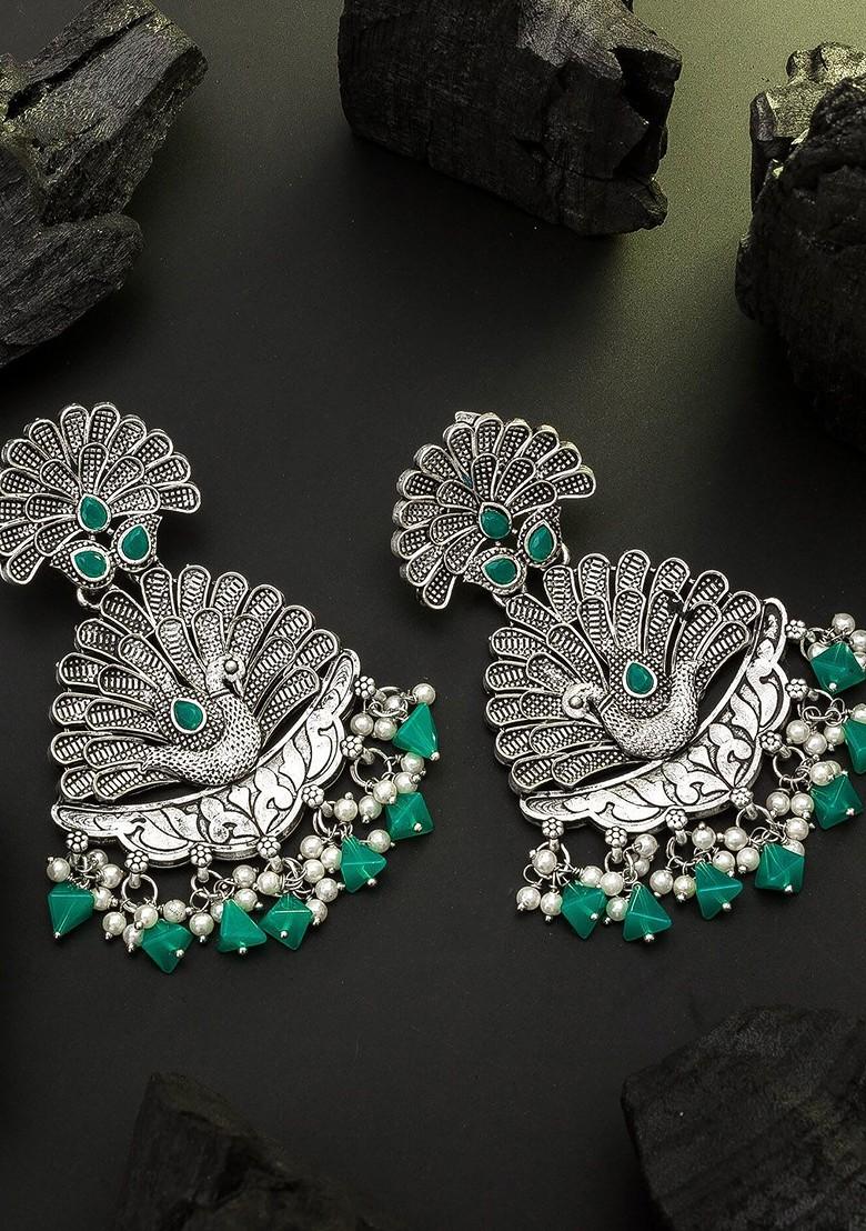 Silver Silver Toned Contemporary Drop Earrings