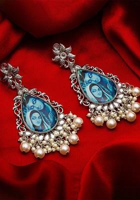 Silver Silver Toned Contemporary German Silver Drop Earrings